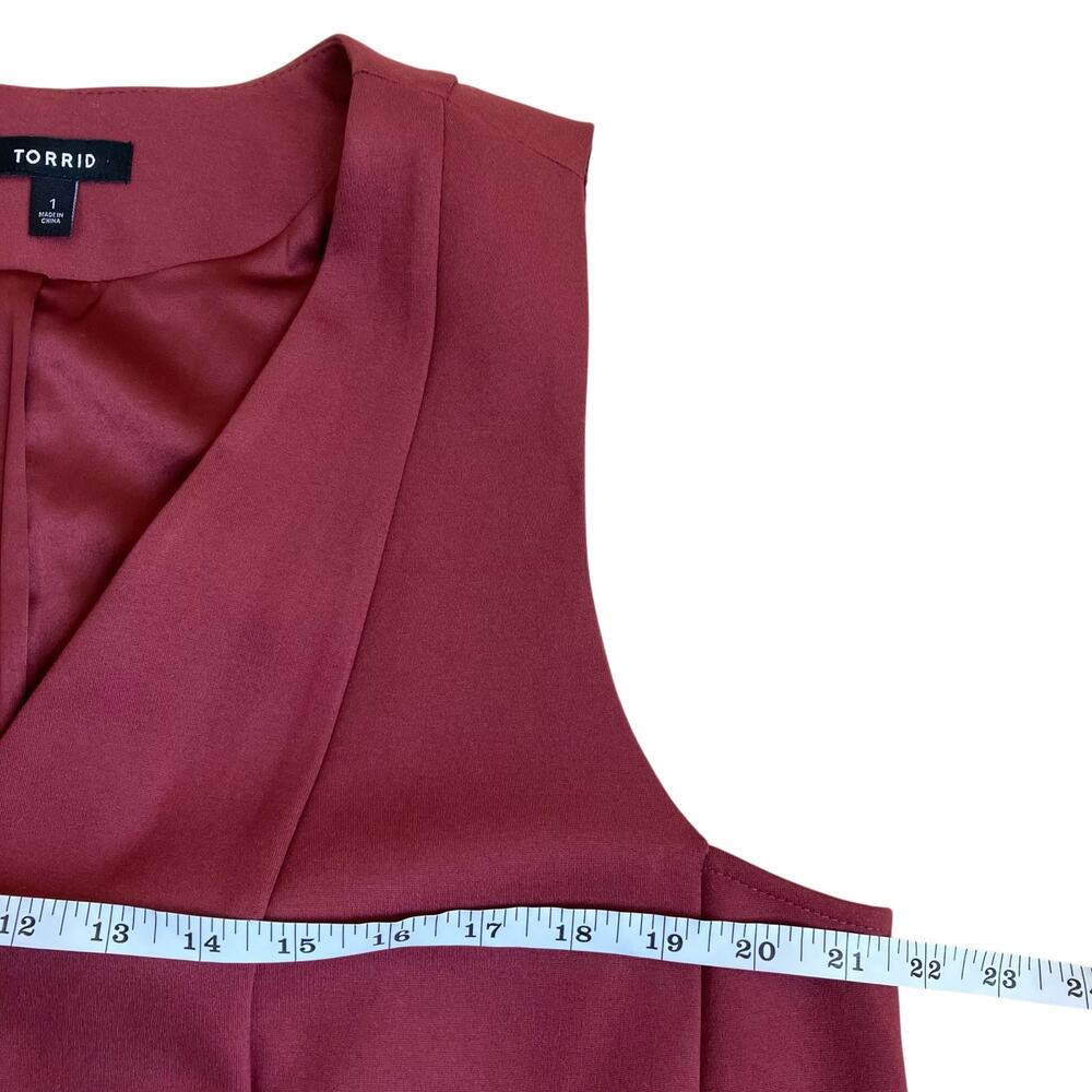 Torrid Sz 1 / 1X Studio Luxe Ponte Vest Maroon Burgundy Tailored Preppy Career - Picture 11 of 15